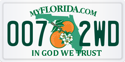 FL license plate 0072WD