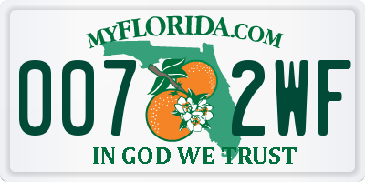 FL license plate 0072WF