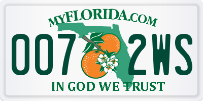 FL license plate 0072WS