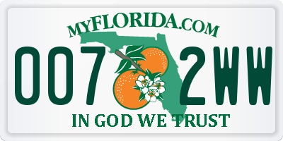 FL license plate 0072WW