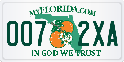 FL license plate 0072XA