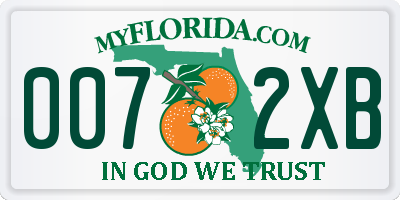 FL license plate 0072XB