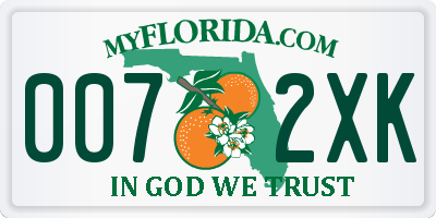 FL license plate 0072XK