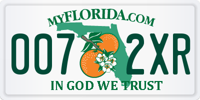 FL license plate 0072XR
