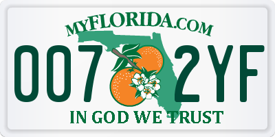 FL license plate 0072YF