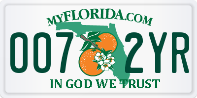 FL license plate 0072YR