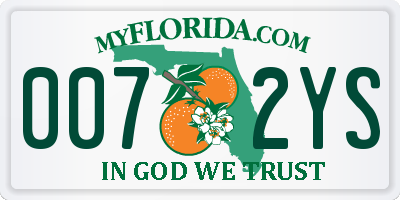 FL license plate 0072YS