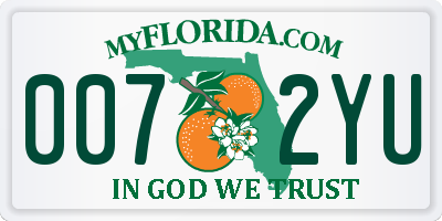 FL license plate 0072YU