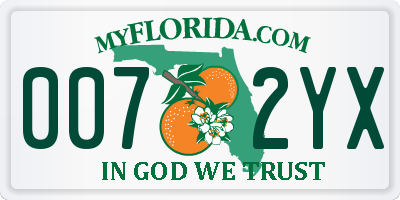 FL license plate 0072YX