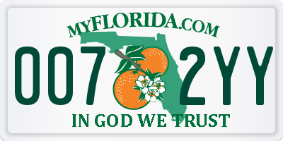 FL license plate 0072YY