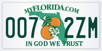 FL license plate 0072ZM