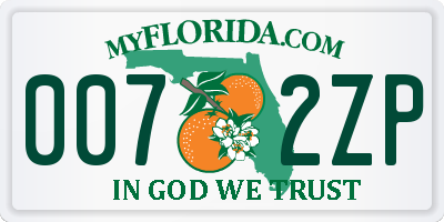 FL license plate 0072ZP