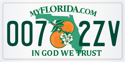 FL license plate 0072ZV