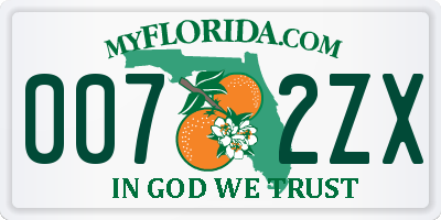 FL license plate 0072ZX