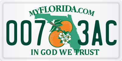 FL license plate 0073AC