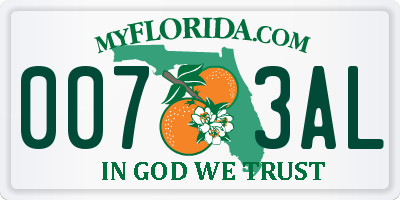 FL license plate 0073AL