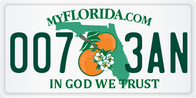 FL license plate 0073AN
