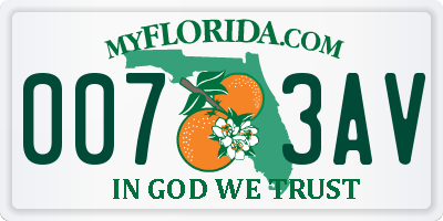 FL license plate 0073AV