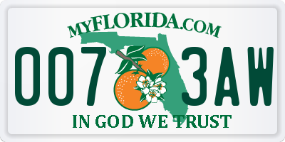 FL license plate 0073AW