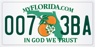 FL license plate 0073BA