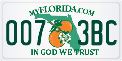 FL license plate 0073BC