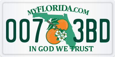 FL license plate 0073BD