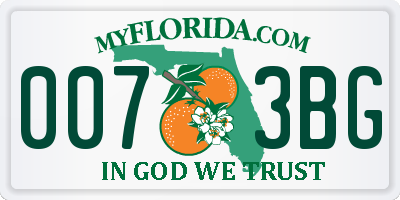 FL license plate 0073BG