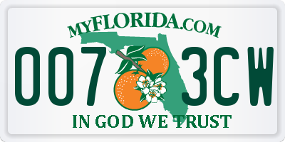 FL license plate 0073CW