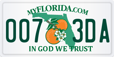 FL license plate 0073DA