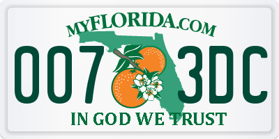 FL license plate 0073DC