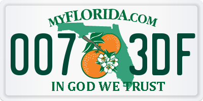 FL license plate 0073DF