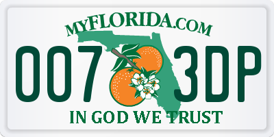 FL license plate 0073DP