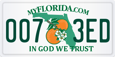 FL license plate 0073ED