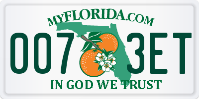 FL license plate 0073ET