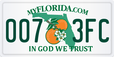 FL license plate 0073FC