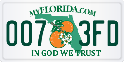 FL license plate 0073FD