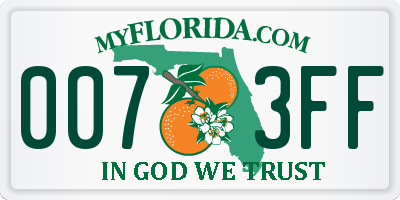 FL license plate 0073FF