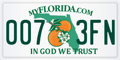 FL license plate 0073FN