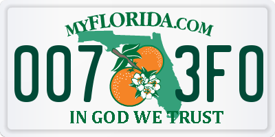 FL license plate 0073FO