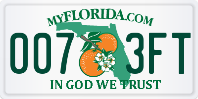 FL license plate 0073FT