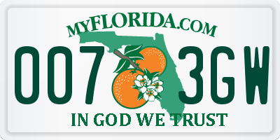 FL license plate 0073GW