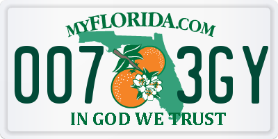 FL license plate 0073GY
