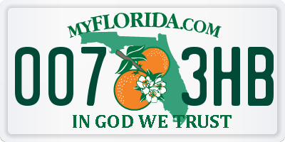 FL license plate 0073HB
