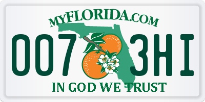 FL license plate 0073HI