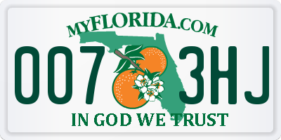 FL license plate 0073HJ