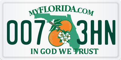 FL license plate 0073HN