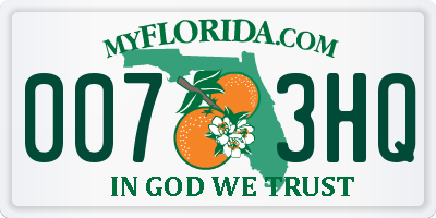 FL license plate 0073HQ