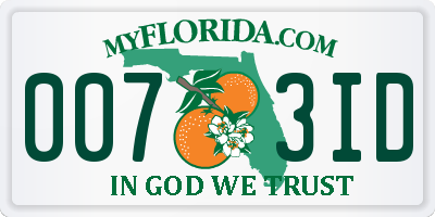 FL license plate 0073ID