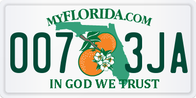 FL license plate 0073JA