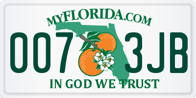 FL license plate 0073JB
